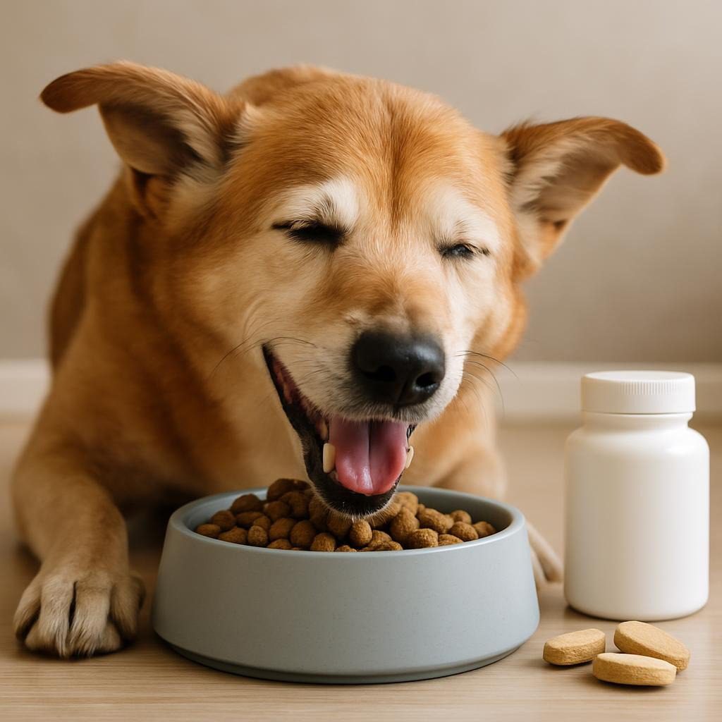 homemade dog food for senior dogs with fresh ingredients in a bowl